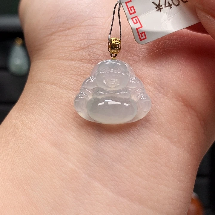 翡翠18K金镶嵌挂件佛公