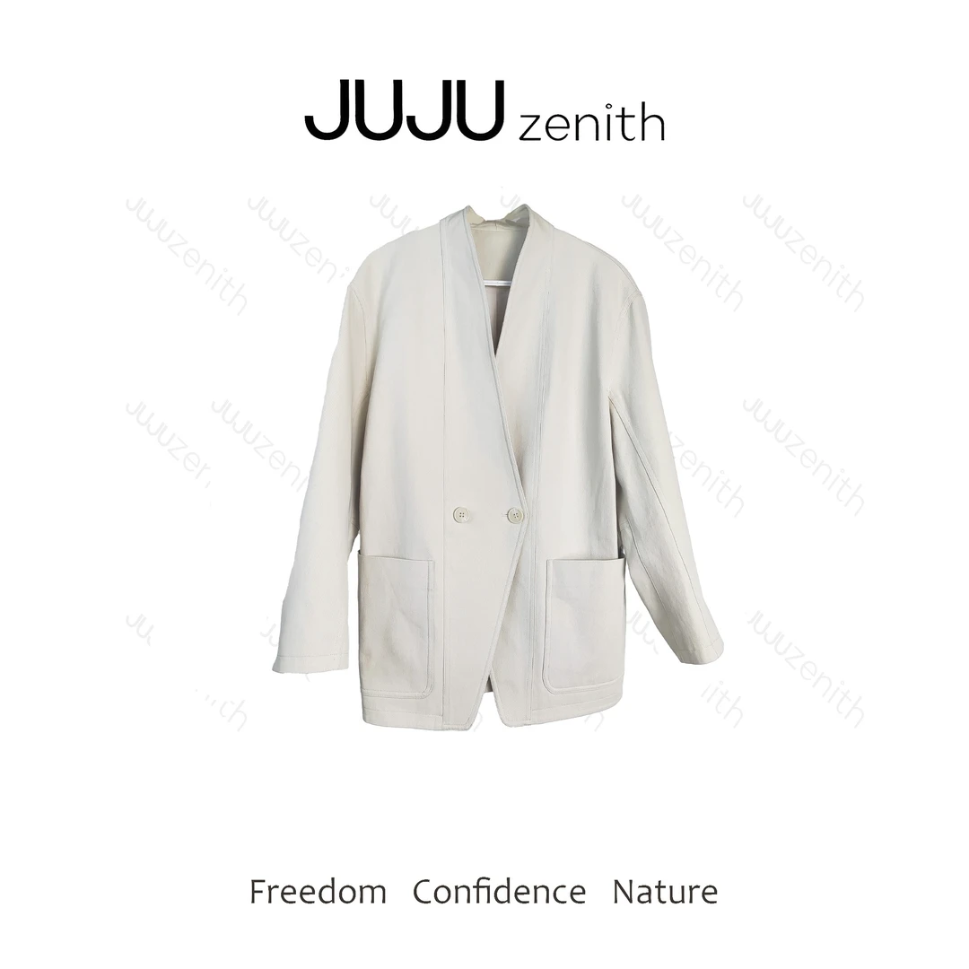 JUJU·璞叶·和尚领修身气质灰色高定西服