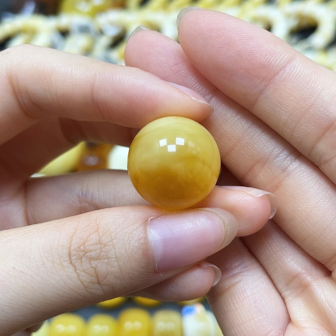 未镶嵌蜜蜡裸石沁色圆珠18.8mm