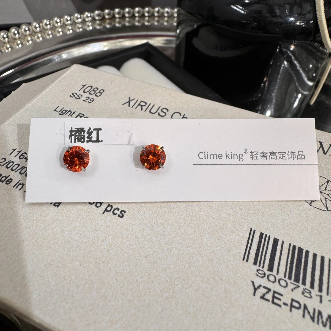 钛合金耳饰 钛合金F136彩色莫桑钻植入耳钉轻奢养耳洞外螺旋耳钉