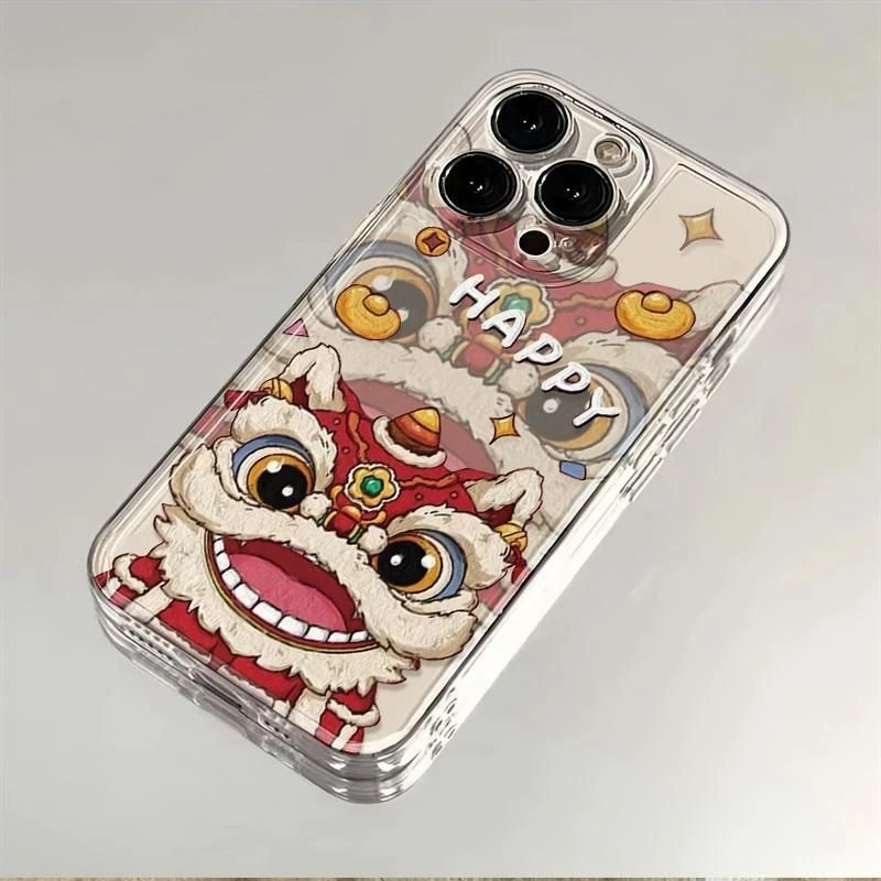 蛇年喜庆舞狮适用于iPhone15/14/13/12/11手机壳13蛇年软胶个性