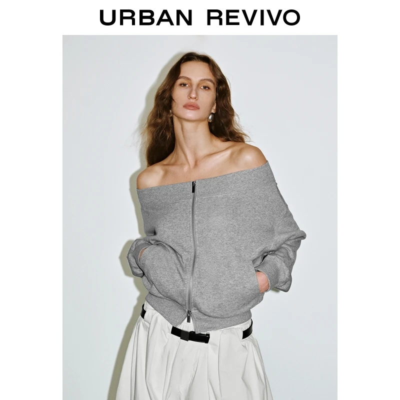 UR2025秋季新款女装潮流松弛感一字领短款外套UWJ150058+