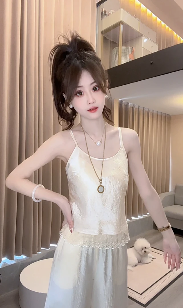 【蕾丝背心】春季新款无胸垫背心无袖性感薄款下摆蕾丝设计感百搭