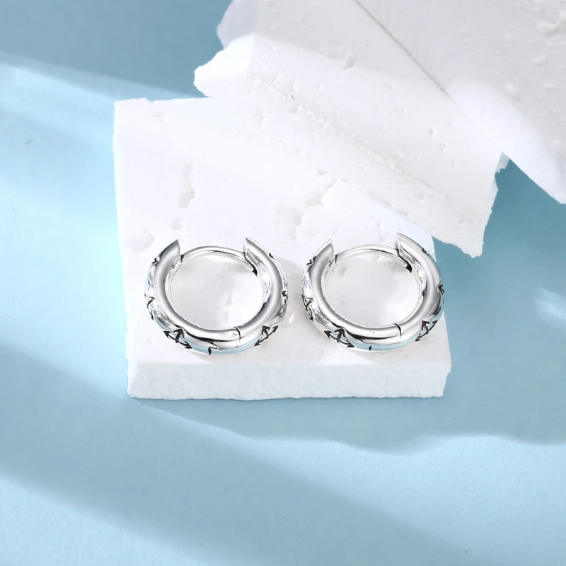 925银耳饰 女款时尚十字花万能耳圈男女款流行耳夹式耳扣