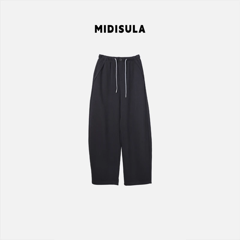 【H.MDSL】春季新款抽绳松紧腰宽松休闲裤纯色口袋线纹卫裤#0071
