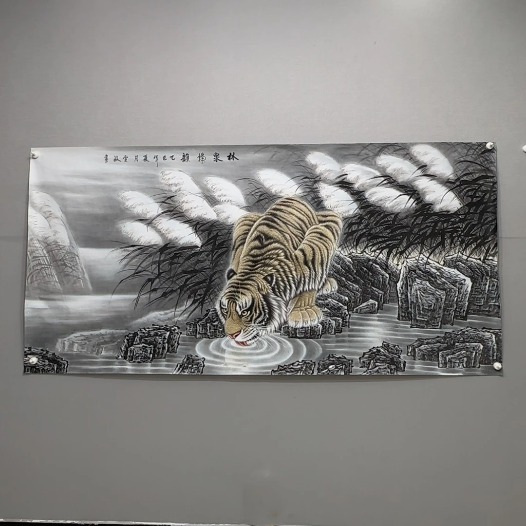 国画横幅六尺精品老虎贾敏