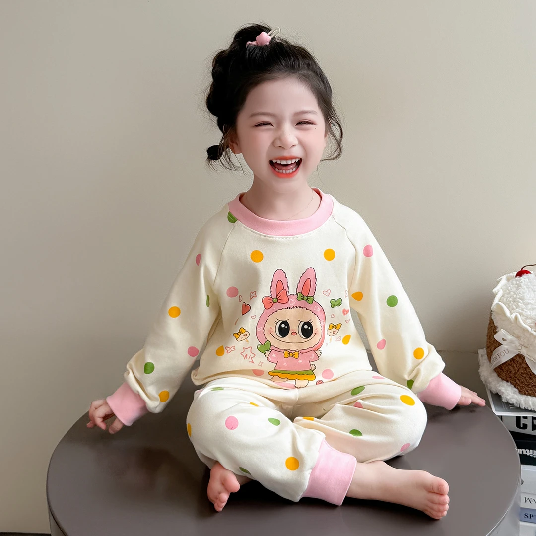 女童a类纯棉睡衣春秋款2025新款女孩宝宝全棉套装秋季儿童家居服