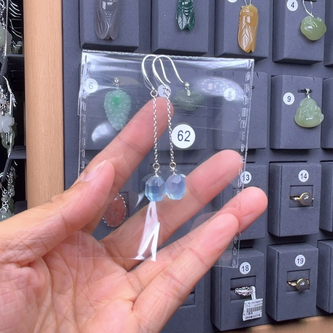 银S925镶嵌耳坠海蓝宝石?***岚
