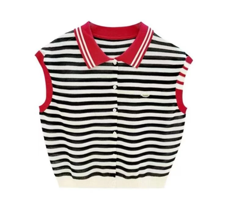 2025夏季翻领领韩系冰丝小飞袖针织开衫女短上衣潮