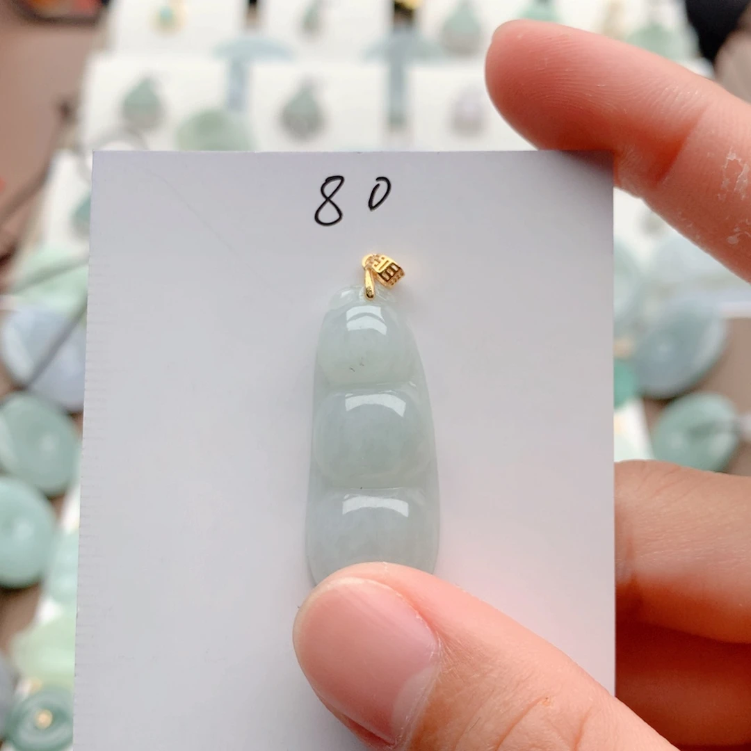 翡翠银S925镀金镶嵌颈饰吊坠