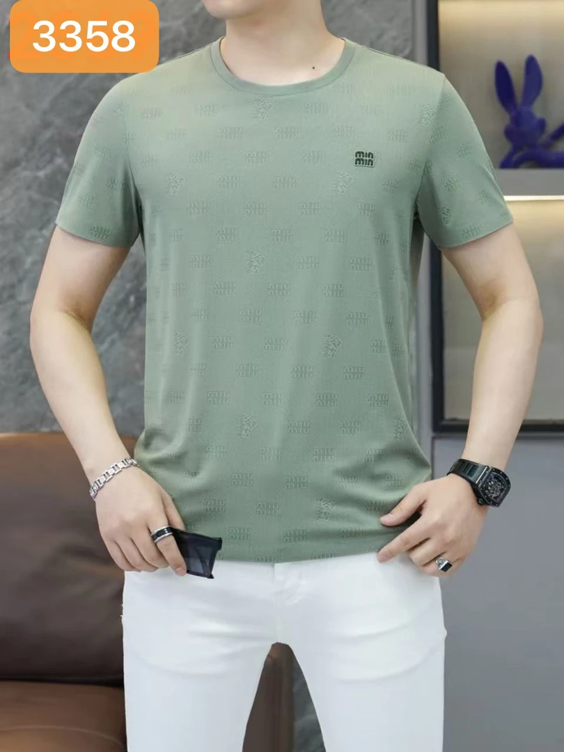 3358夏季短袖圆领提花T恤透气半袖