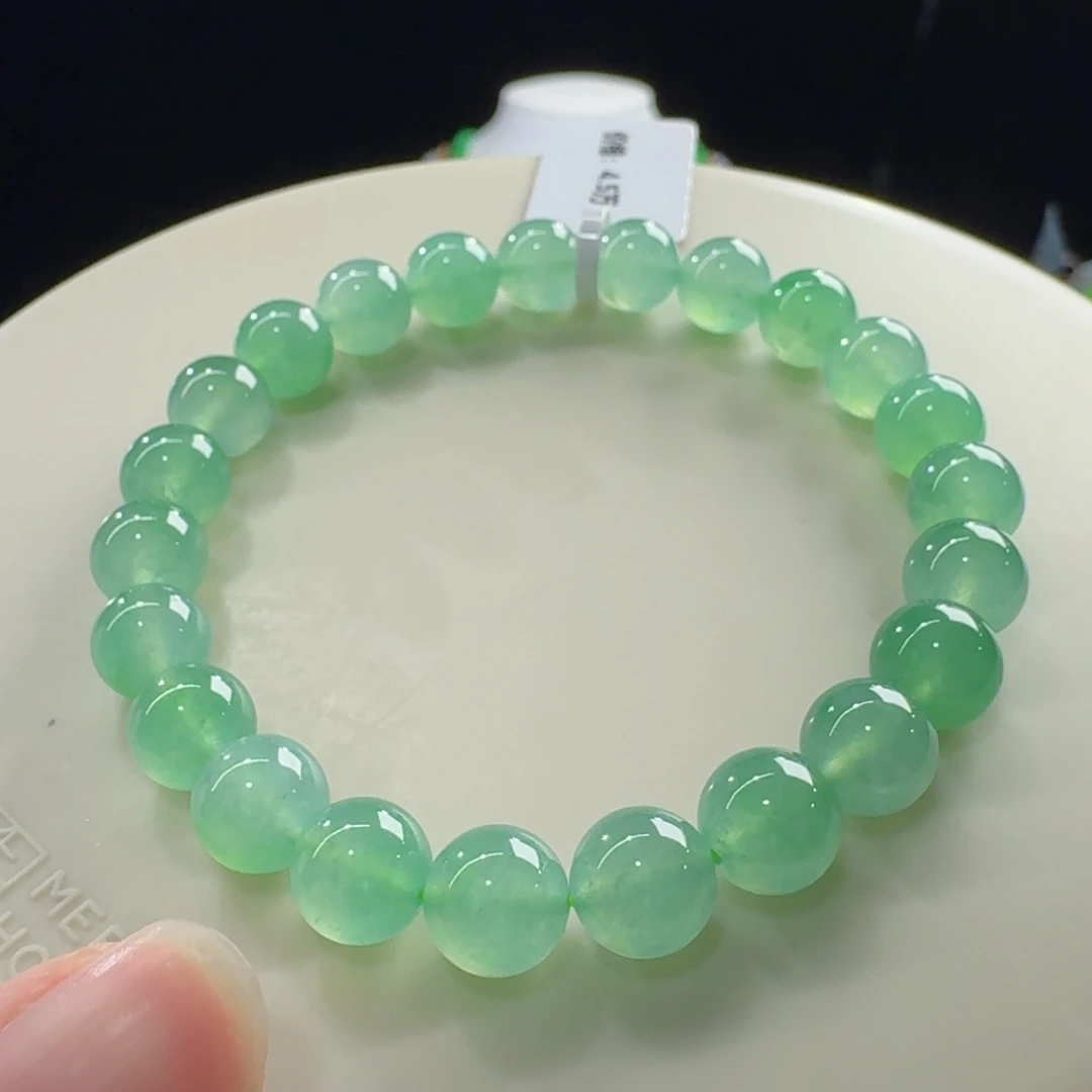 翡翠未镶嵌手链冰胶葡萄绿单圈卡8mm