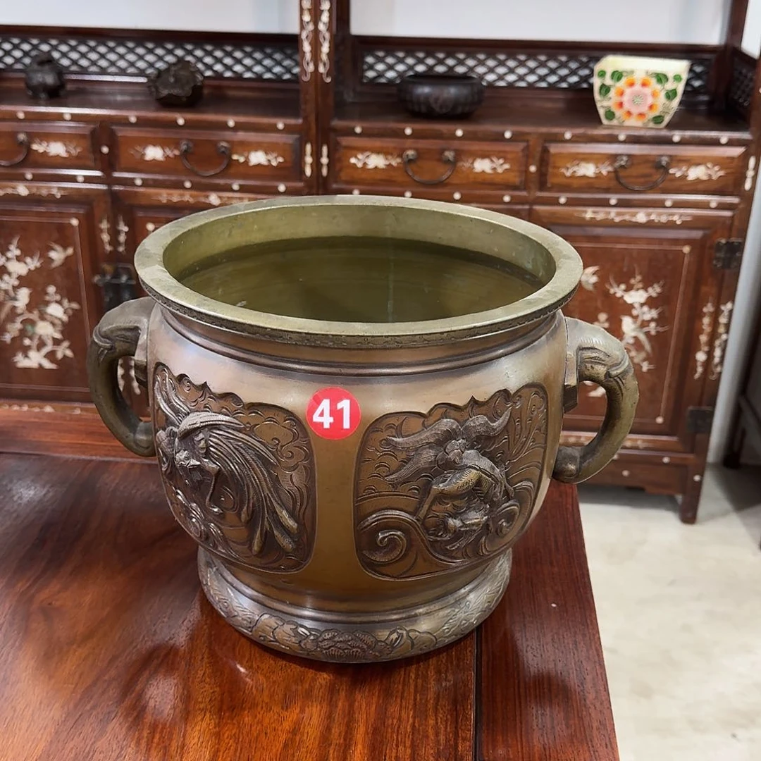 吉***祥黄铜复古装饰摆件火钵28.5/25厘米
