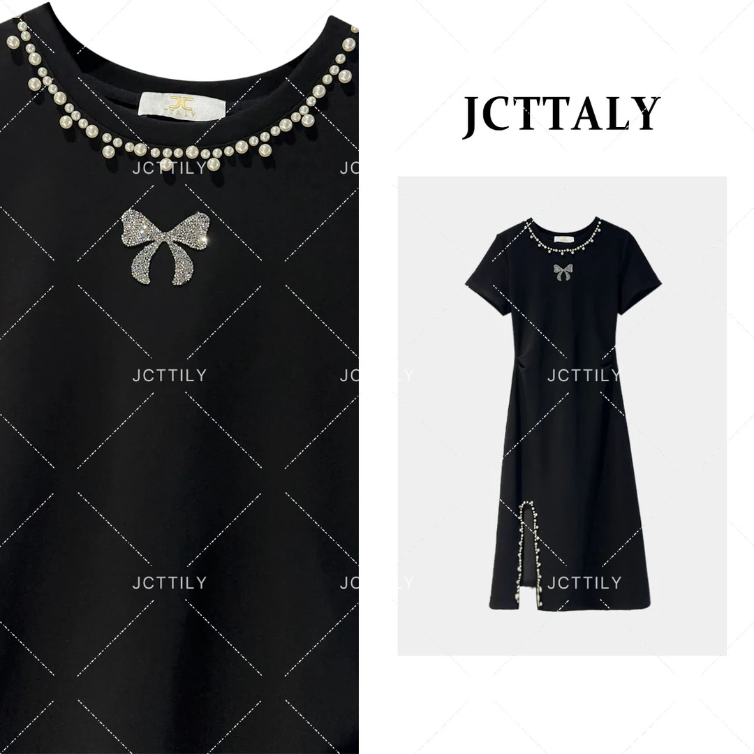 【茶茶】设计感蝴蝶结气质开叉休闲显瘦连衣裙JC-A2896