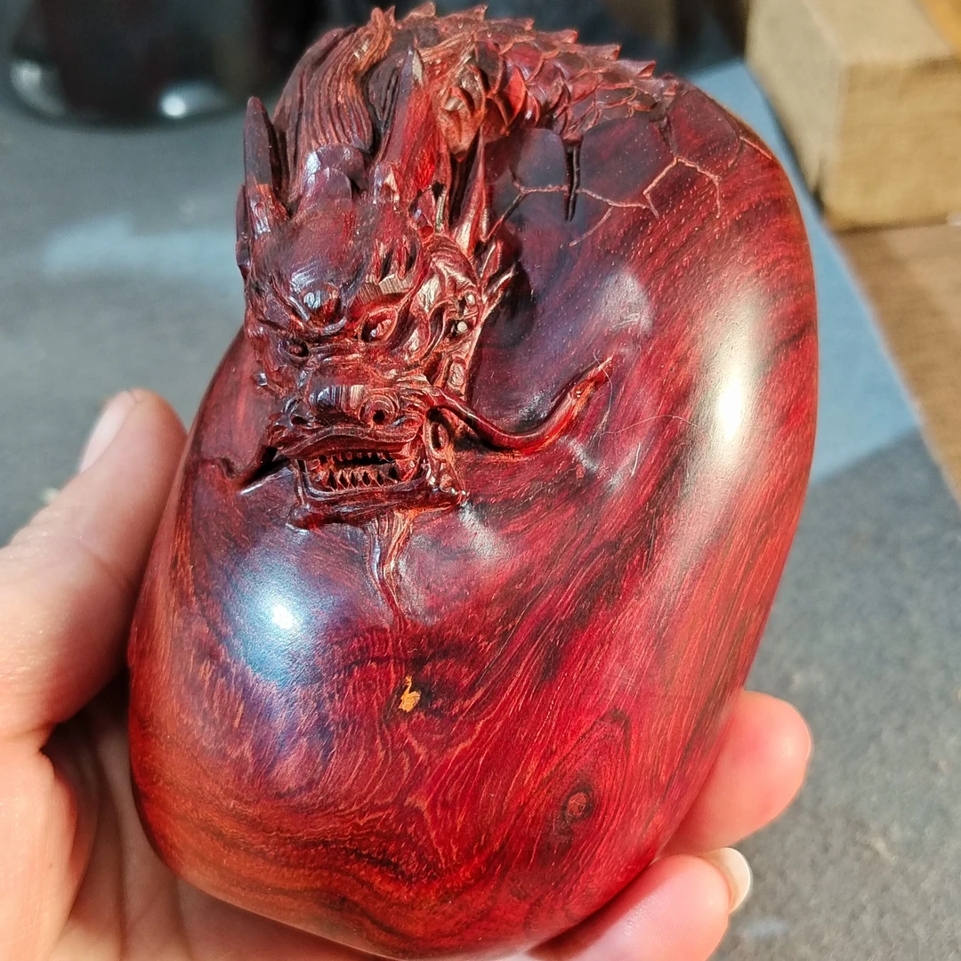 紫檀大号龙蛋手把件10✘7✘6公分