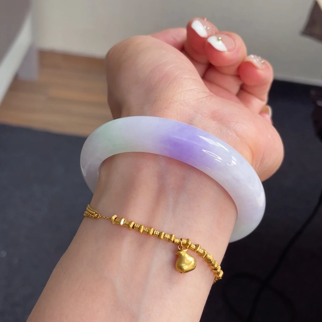 未镶嵌手镯翡翠23号胶底春彩正圈