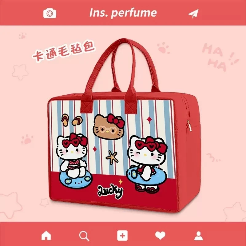 卡通猫咪毛毡旅行包收纳袋大容量外出行李包