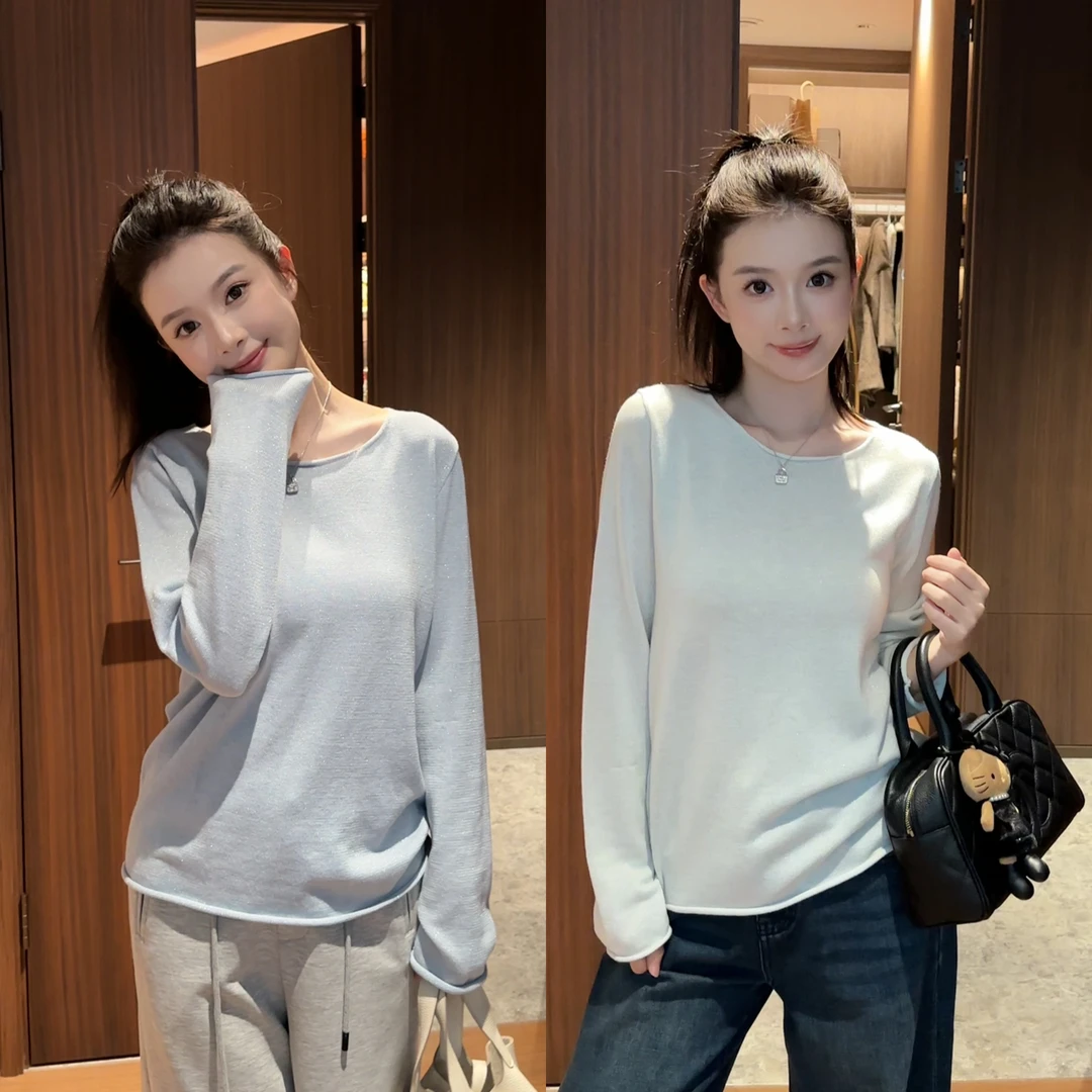 【痘痘私服】|【羊*毛银丝】氛围感细闪卷边慵懒长袖上衣