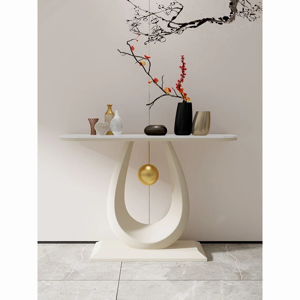 意式轻奢玄关台北欧岩板玄关桌高端玄关柜走廊客厅入户靠墙端景台