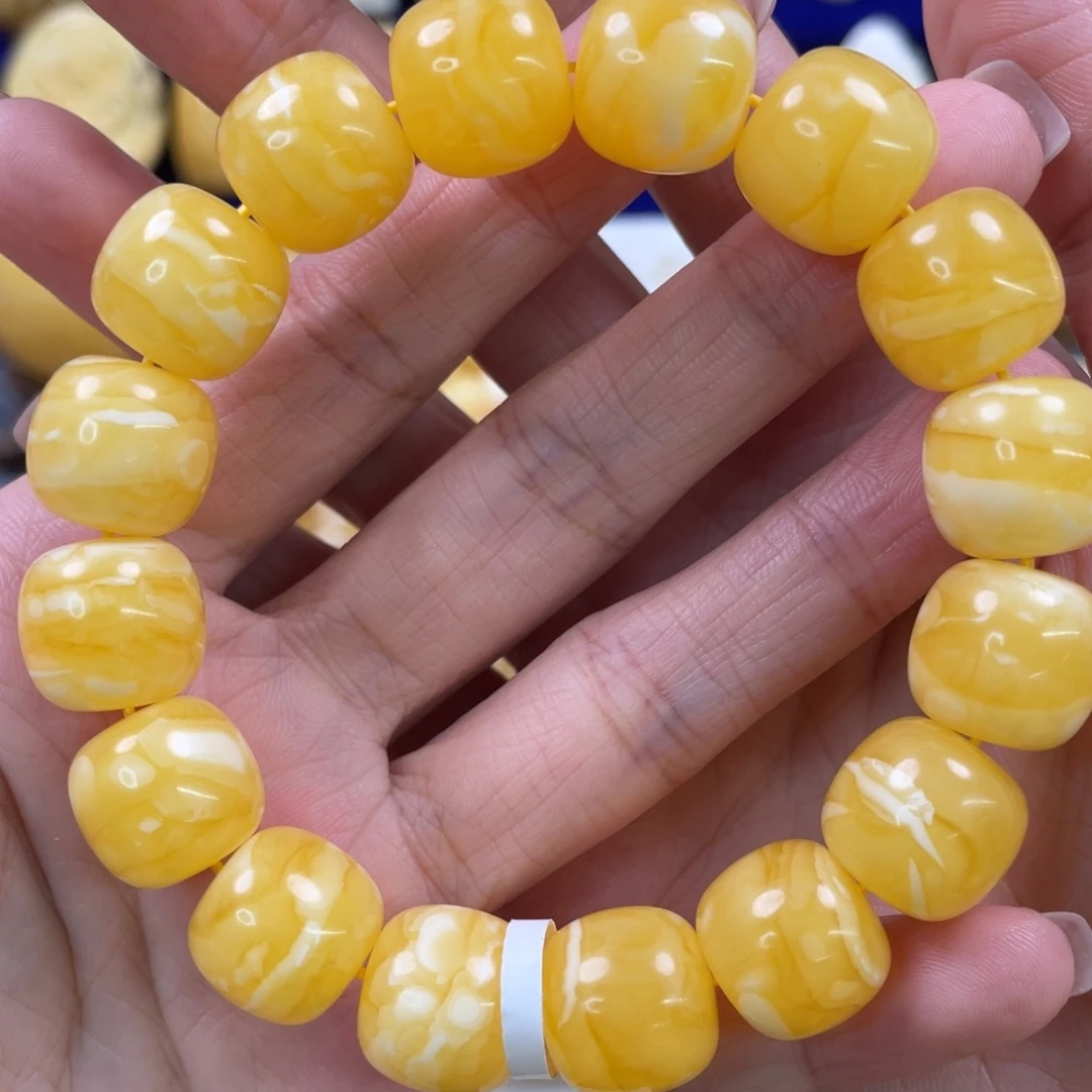 裸石蜜蜡未镶嵌琥珀蜜蜡手串卡14mm