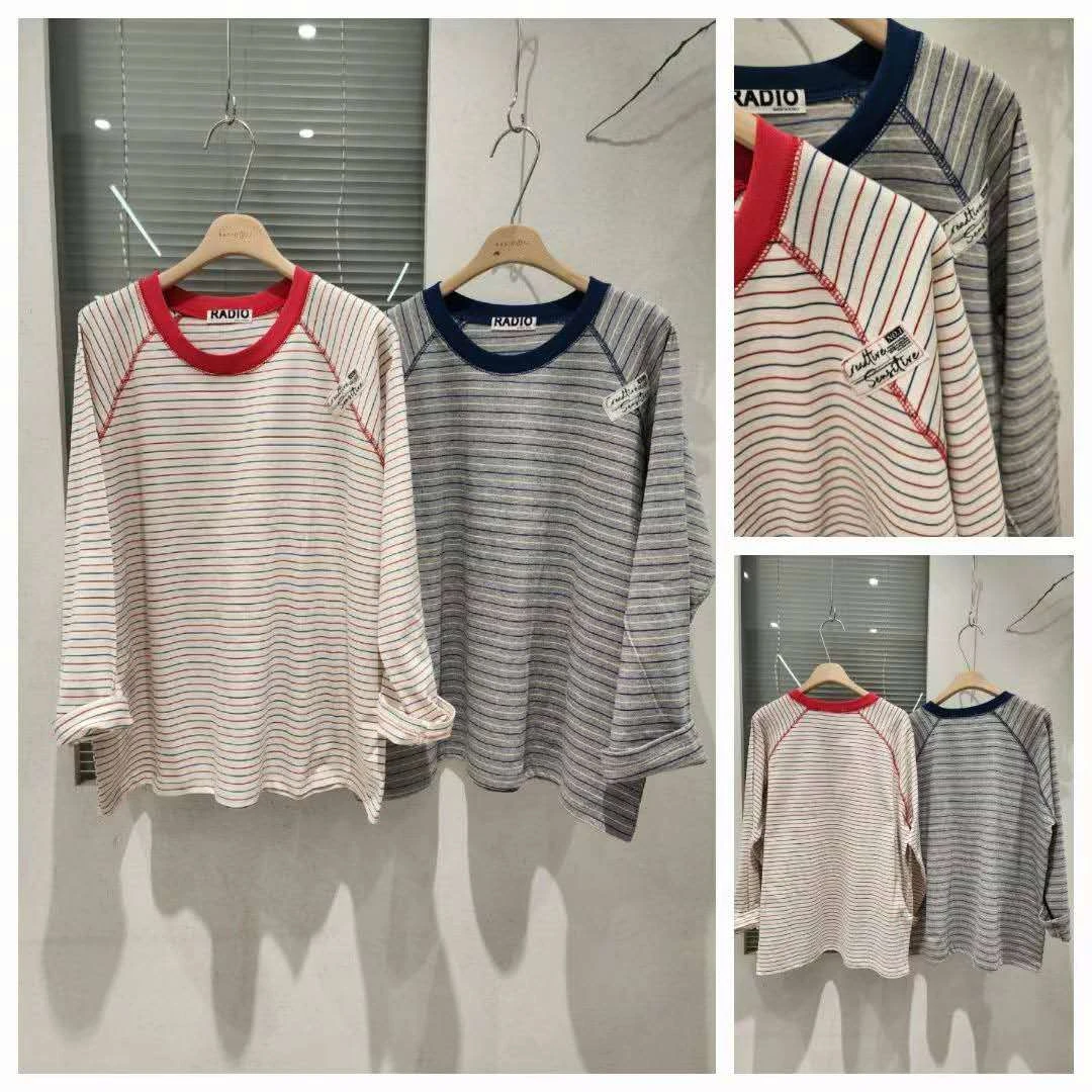韩国正品不支持退换/收音机/插肩条纹长袖/0206
