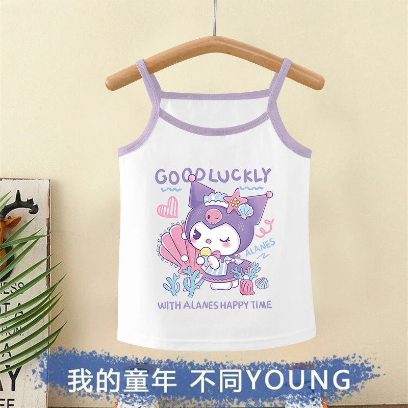 女童吊带背心夏季薄款休闲库洛米内穿白色打底上衣女孩内搭小吊带