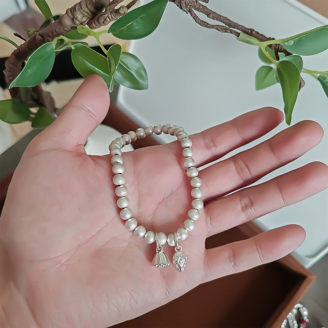 足银手链 足银手链 SL296蝴蝶结拉丝猫眼珠手链时尚百搭款12