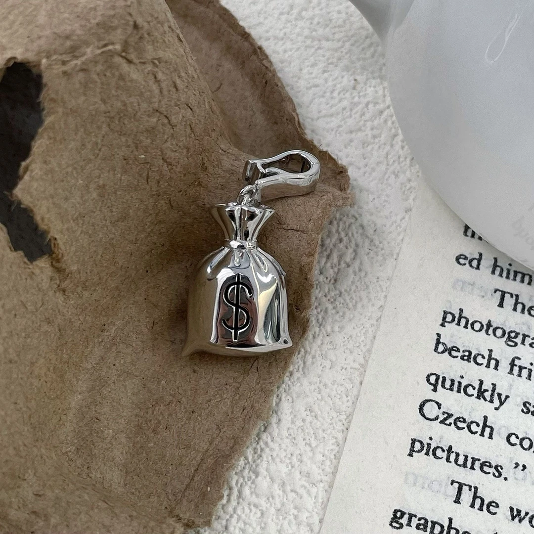 坠链均925银 【钱袋吊坠】S925纯银吊坠小众设计感个性挂坠银色