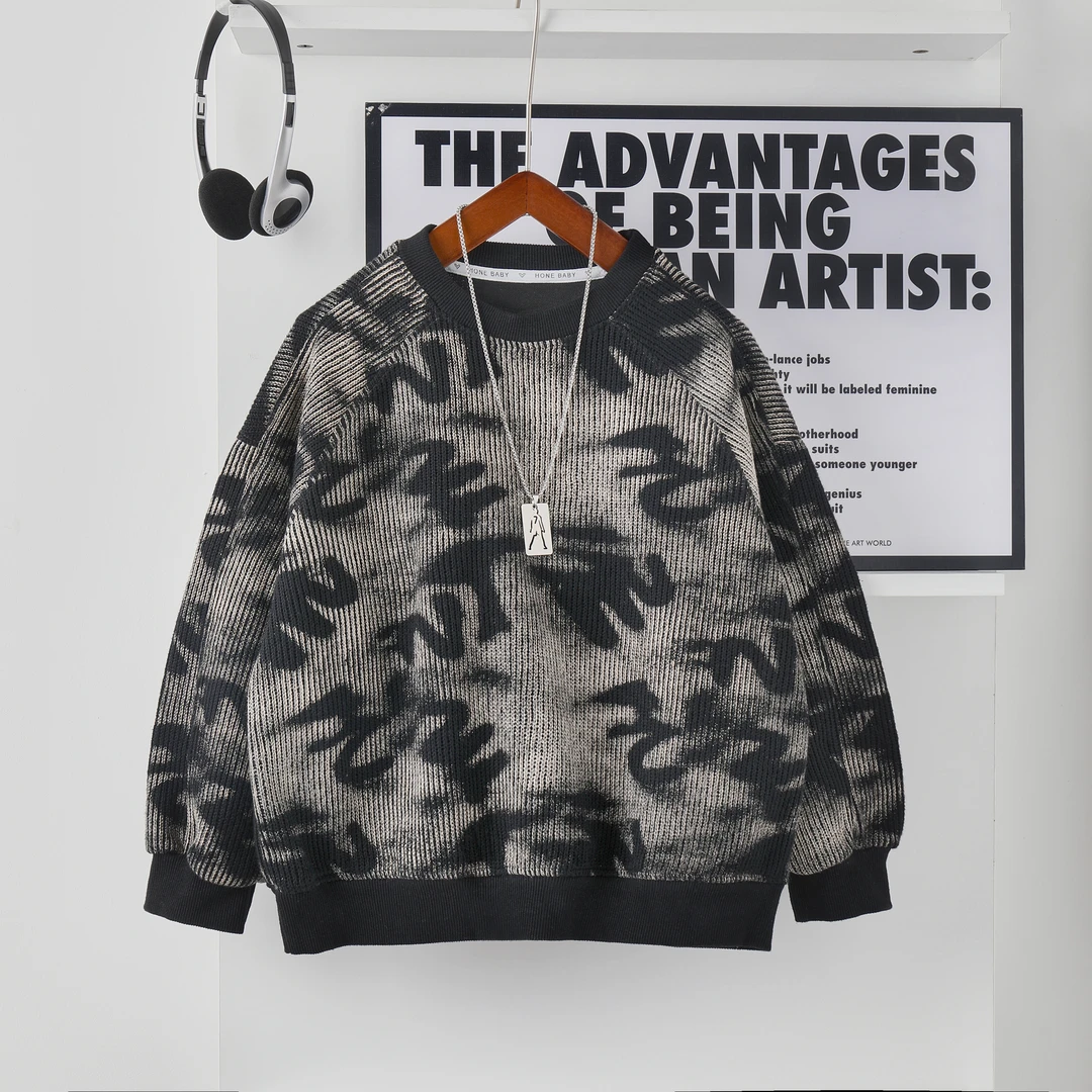 男童休闲春秋装2025新款中大童上衣男孩秋季长袖卫衣时尚洋气