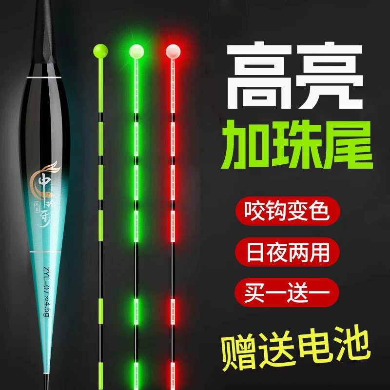 2支装 咬钩变色高亮冷光尾电子夜光漂高灵敏鲫鱼日夜两用夜钓浮漂