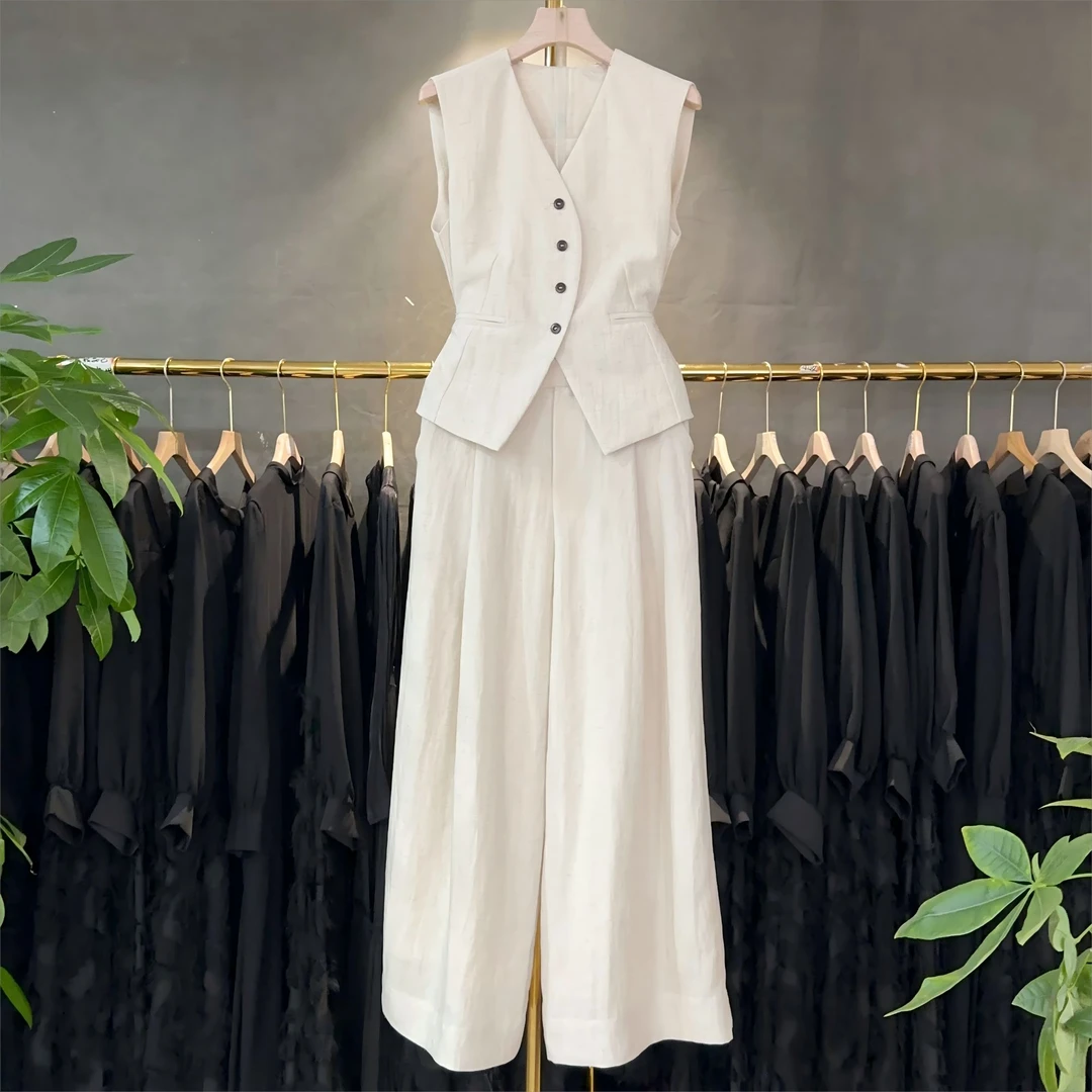 A370 高级气质衬衫套装女夏季新款时尚收腰上衣洋气阔腿裤两件套