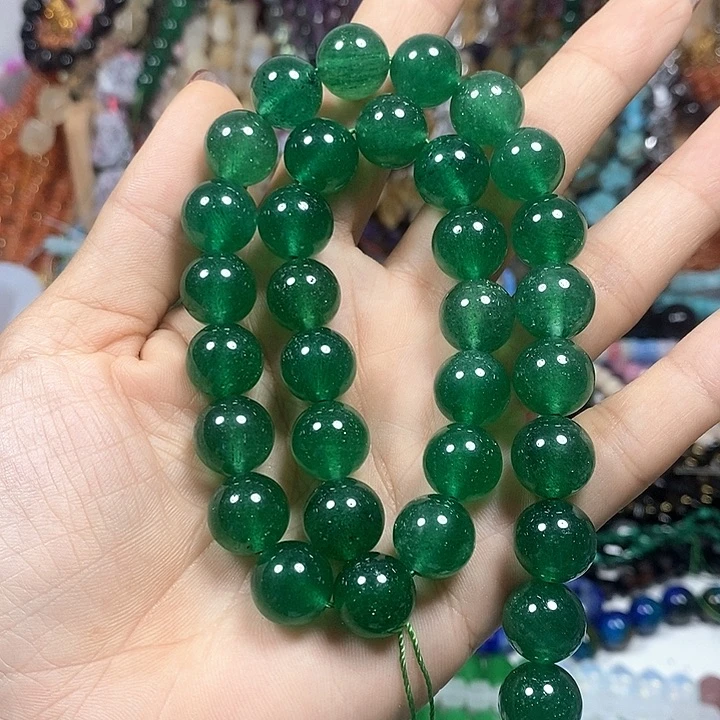 未镶嵌玛瑙/玉髓珠宝半成品天然绿草莓晶卡12mm（拍2发1）138