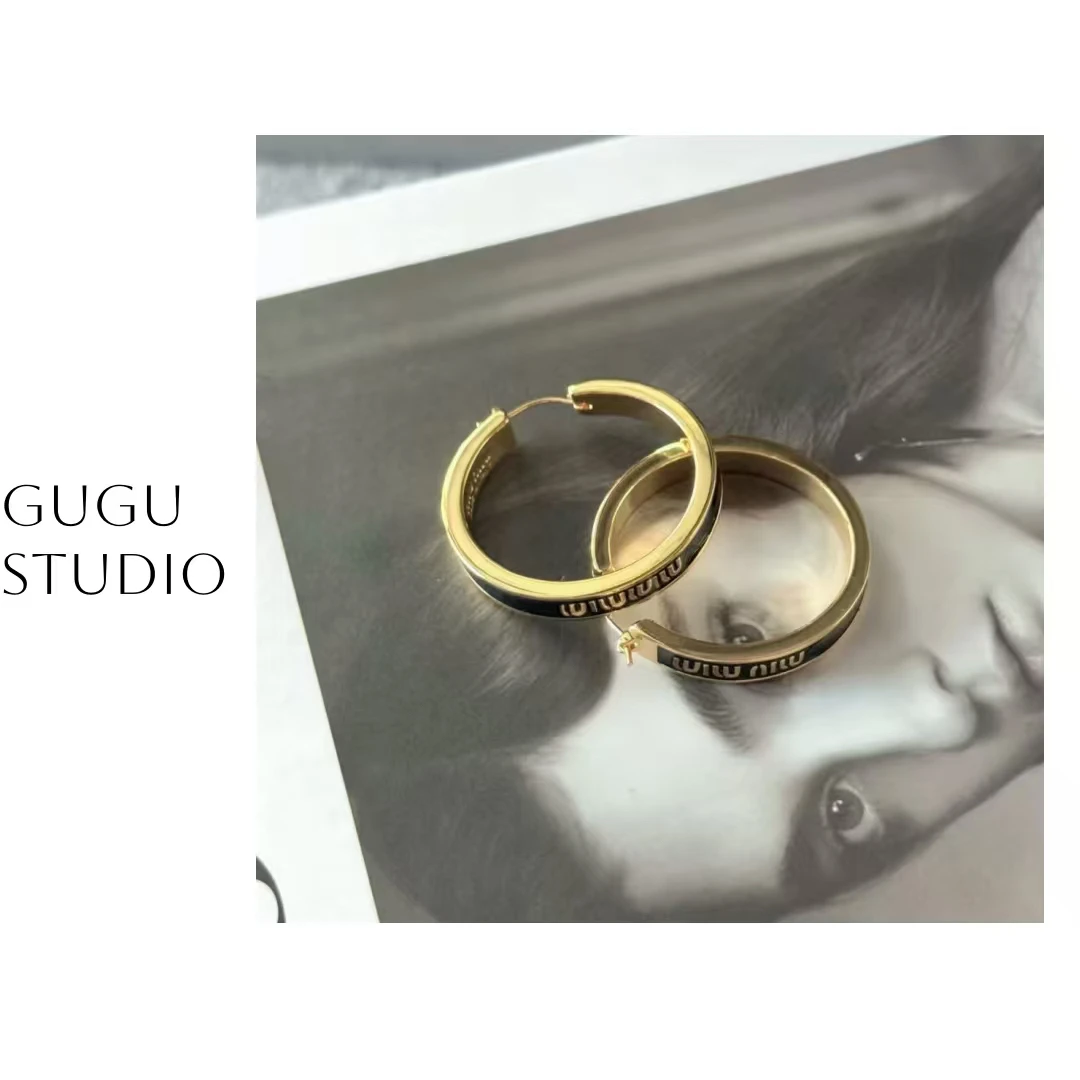 铜合金珐琅耳饰 【姑姑专属】简约复古黑色耳环 ES0639