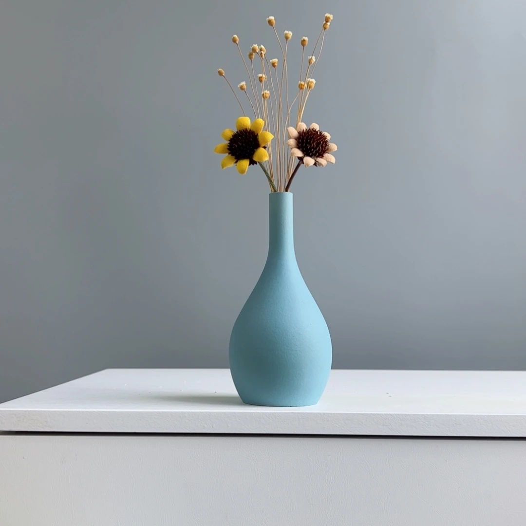 摆件陶瓷小花瓶摆件含花总高约20-30cm