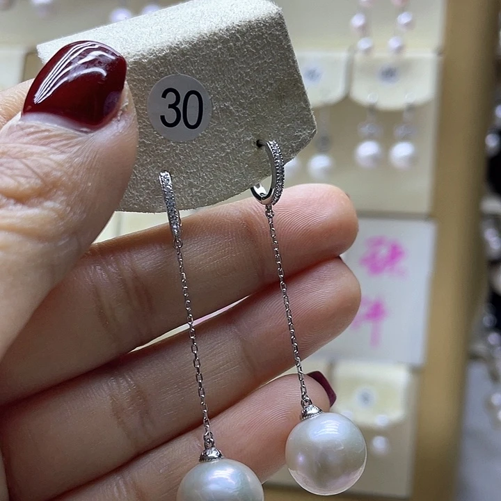 淡水珍珠耳饰银S925镶嵌