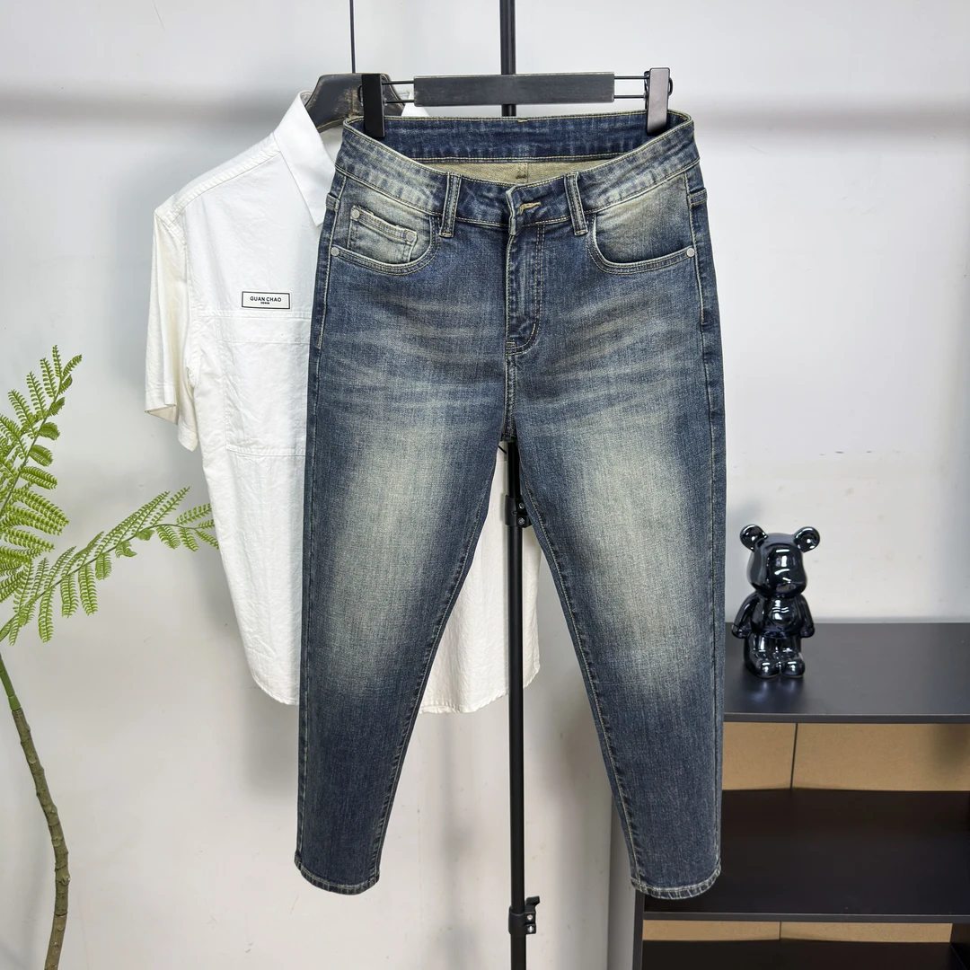 【奢潮定制】秋季 2570 蓝色简约休闲百搭潮牌时尚修身小脚牛仔裤男