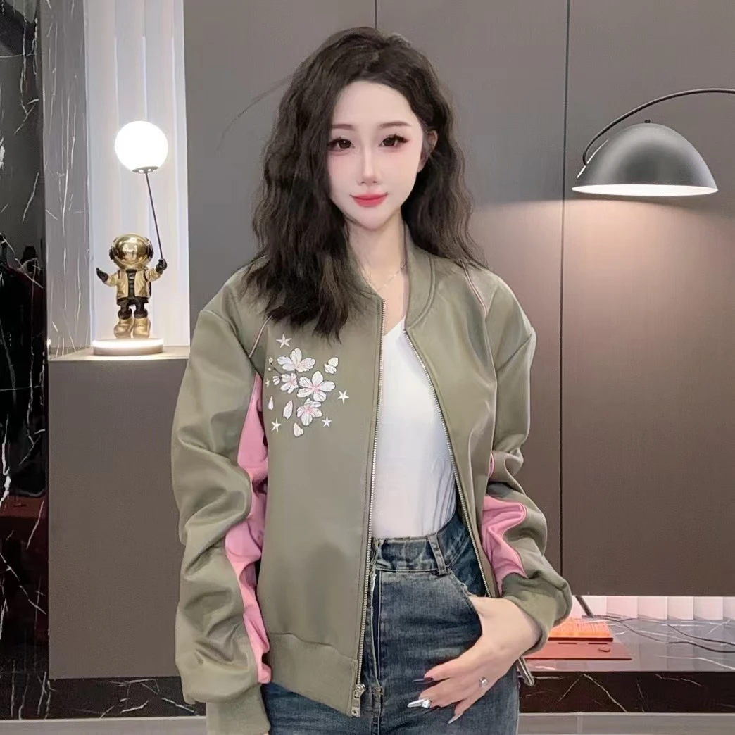 【七月推荐】圆领休闲时尚春款拼色百搭女士韩版外套-QIYUE-R110