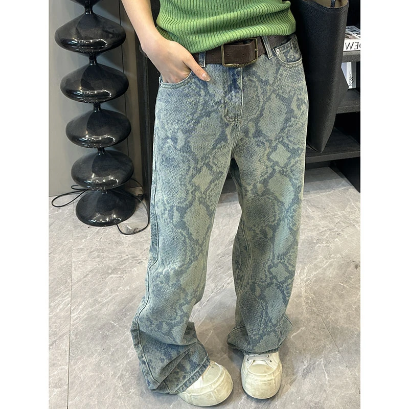 【蛇纹牛仔裤】新款小众设计时髦花纹设计感牛仔裤 ZDT5258