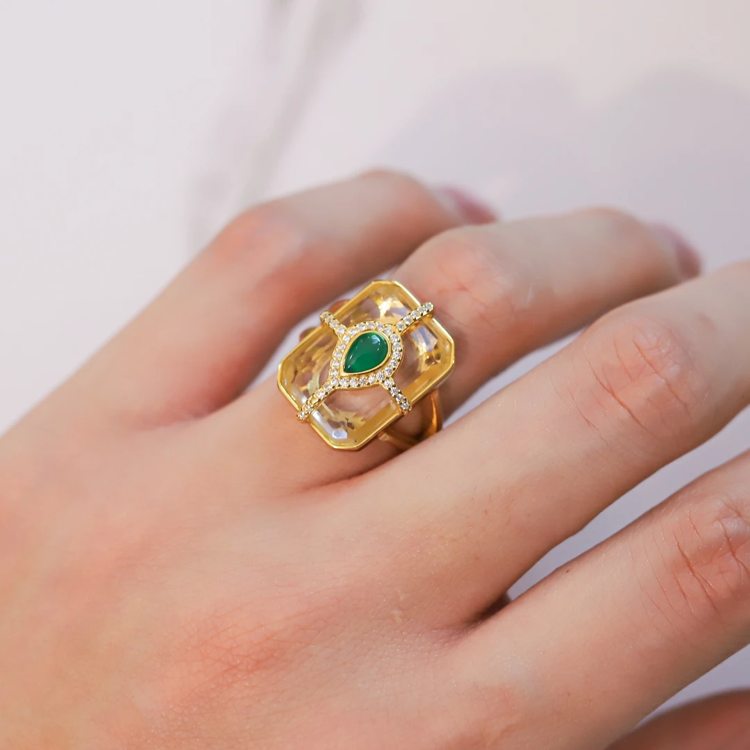 925银合成锆石戒指 现代设计师戒指 太美了切割戒指