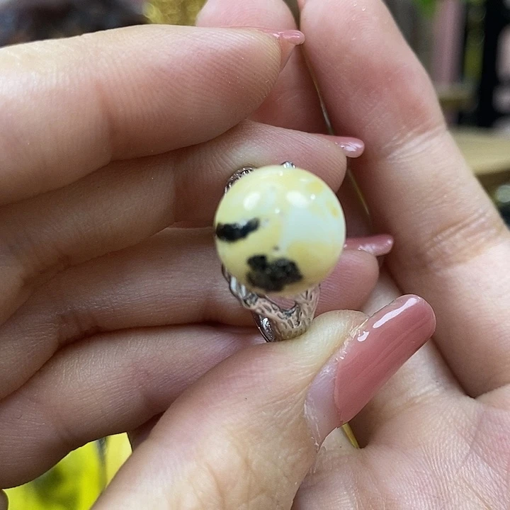 琥珀银S925镶嵌手镯我**神戒指