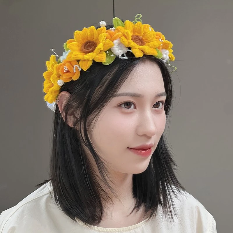 浪漫花环头饰扭扭棒花束手工编织diy材料送闺蜜朋友礼物拍照春天