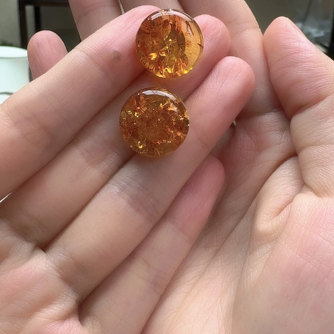 琥珀未镶嵌耳饰耳坠