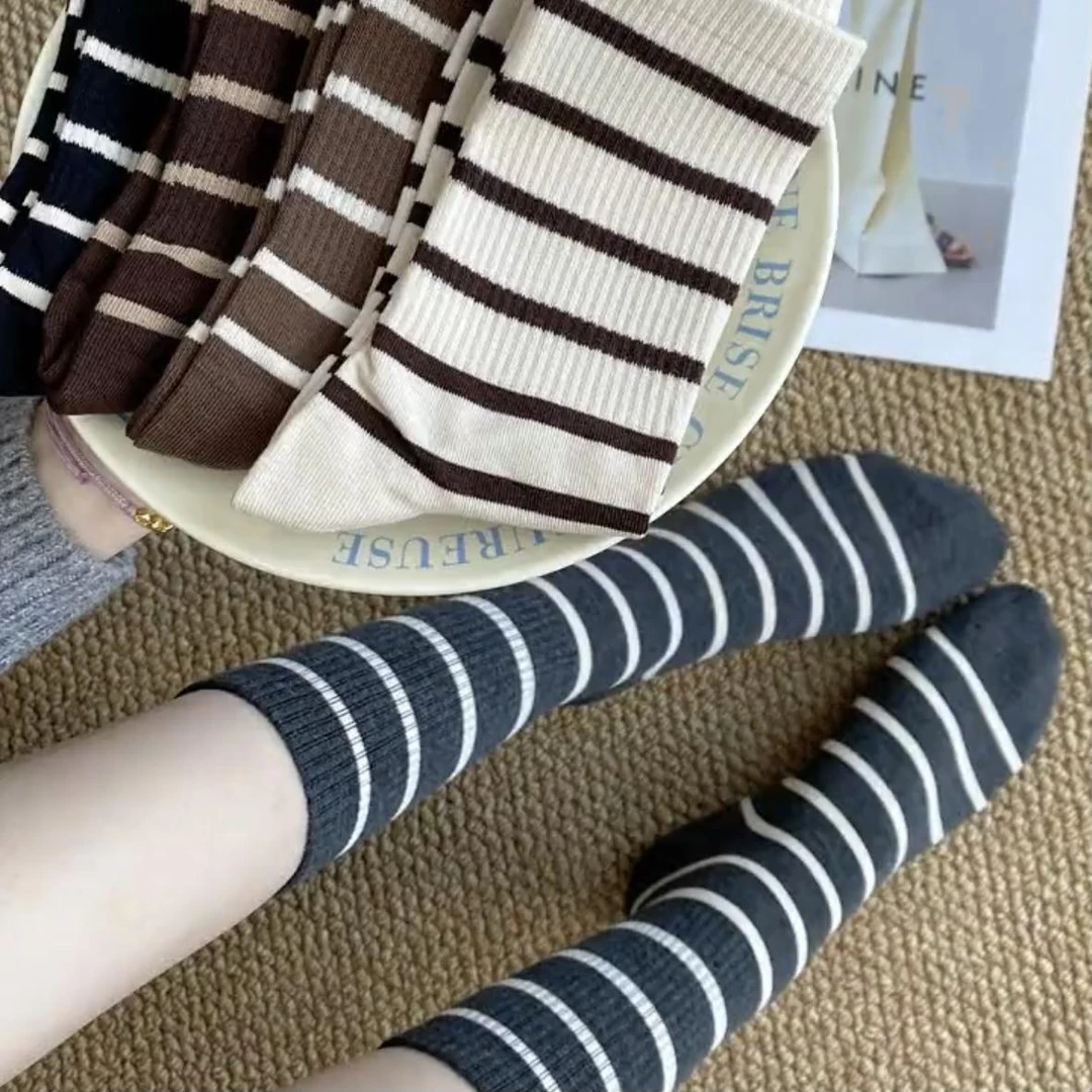 【超值8双】条纹袜子女中筒袜ins潮可爱日系运动袜韩版百搭学院风