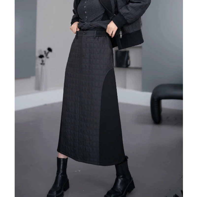 鑫鑫2025秋冬季新款流行时尚潮牌女装小众拼接百搭高腰半身裙6873