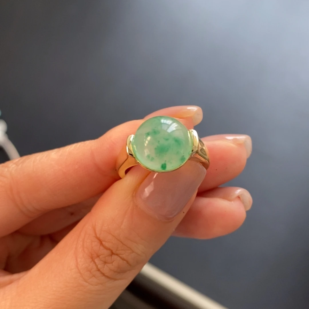 石英质玉（非洲翠）银S925镶嵌戒指白**?