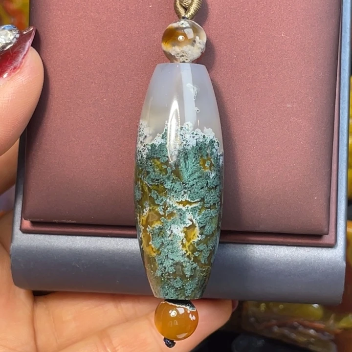 玛瑙/玉髓未镶嵌珠宝奇石收藏经典段天然水草天珠