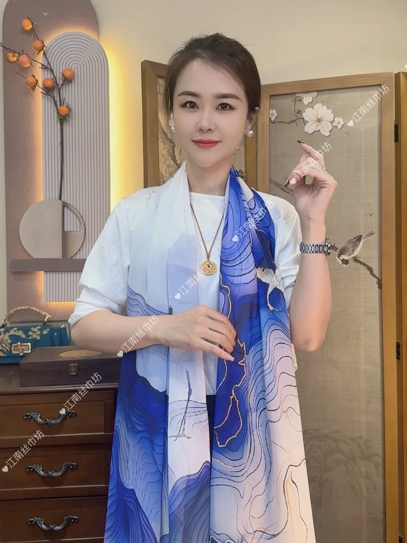 【安澜】薯莨纱高定国风丝巾围巾70*180长巾