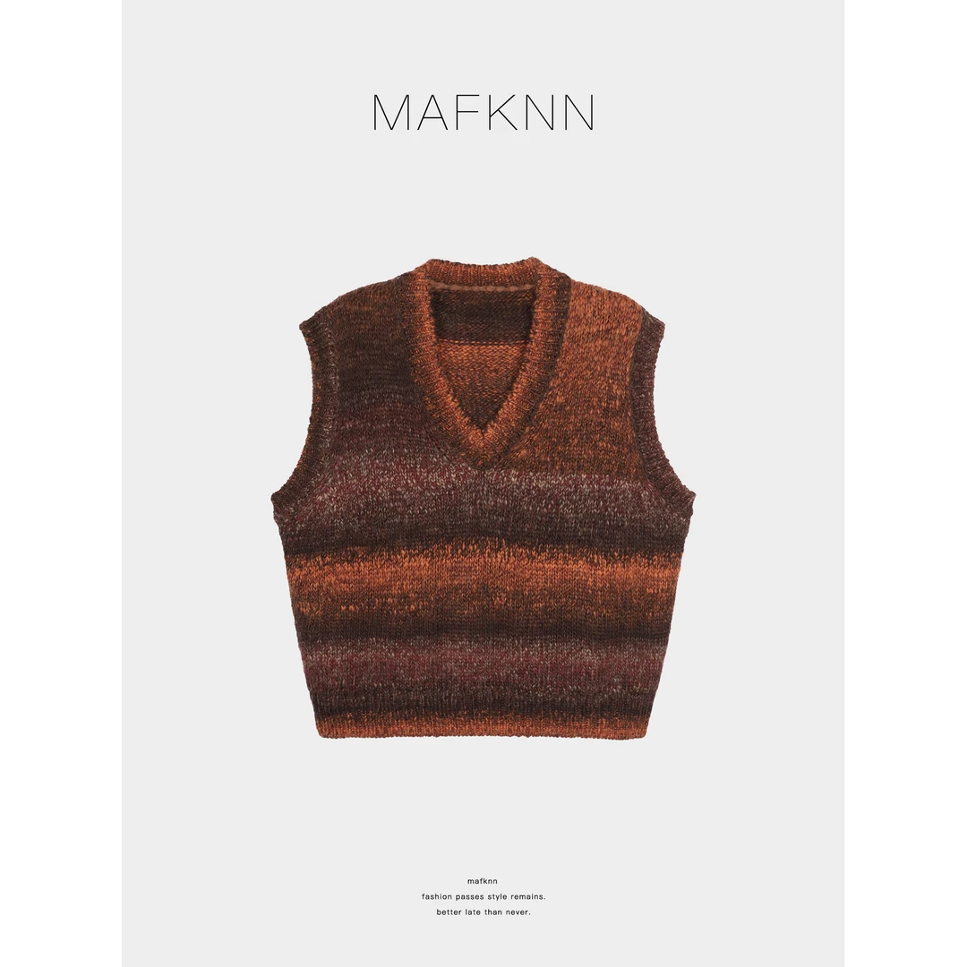 MAFKNN/玛肯时尚休闲简约纯色百搭宽松针织马甲MK13130