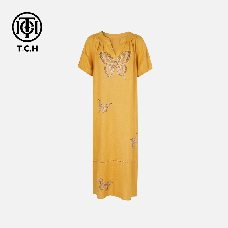 TCH私服烫钻工艺新时尚淑女百搭新潮流连衣裙T75B30E5192轻奢tch