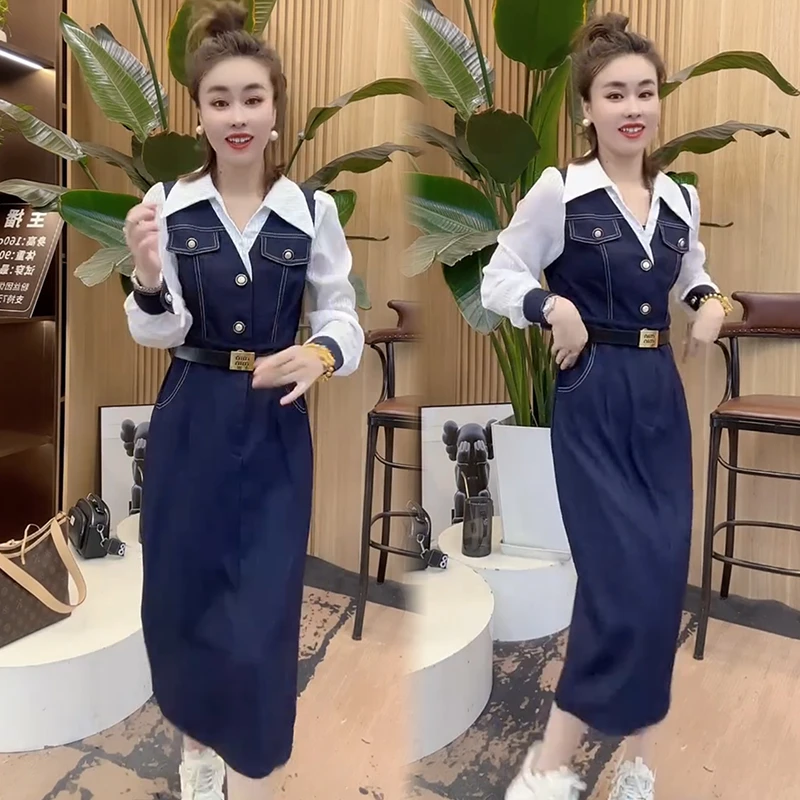 2025秋季新款时尚显瘦气质网红高档洋气女高级宽松大码衬衫连衣裙